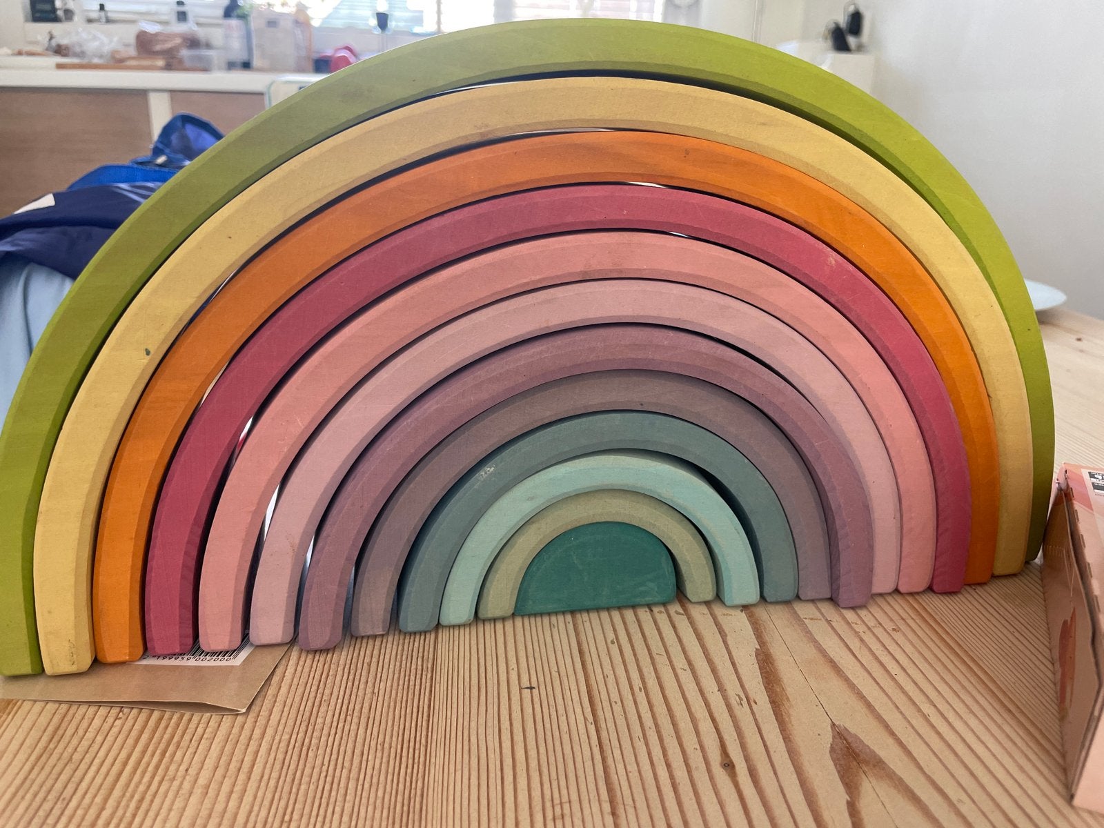 Grimm's Regenboog Houten Stapelblokken - Pastelkleuren, Ophalen of Verzenden, Gebruikt, Overige typen