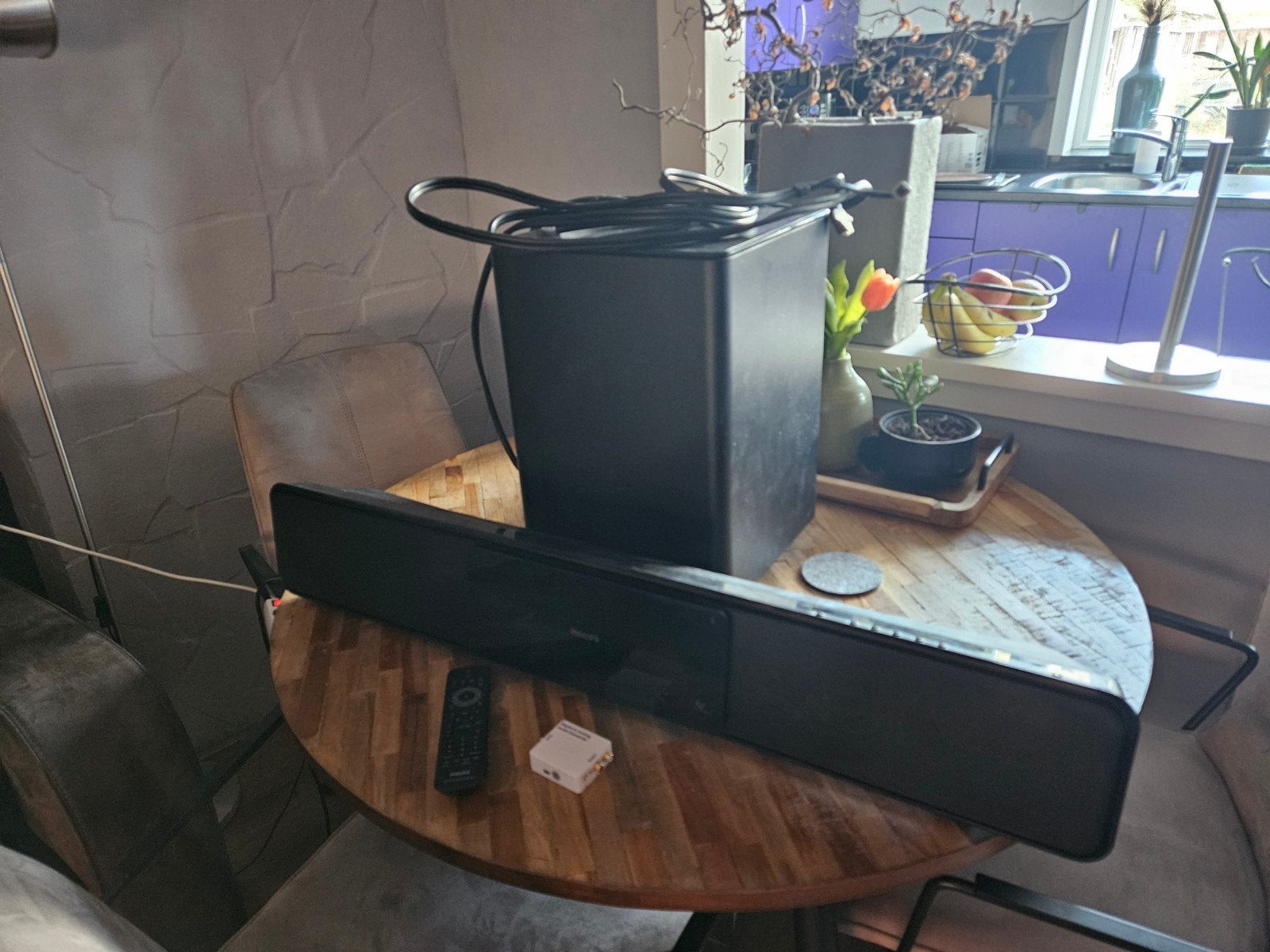 Philips soundbar + subwoofer home theatre set, Ophalen, Met externe subwoofer, Gebruikt