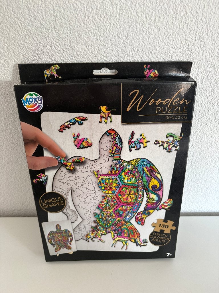 8 stuks houten Dieren Puzzels, waarvan 2 in doosje, 6 gelegd, Ophalen of Verzenden, Minder dan 500 stukjes, Gebruikt, Legpuzzel