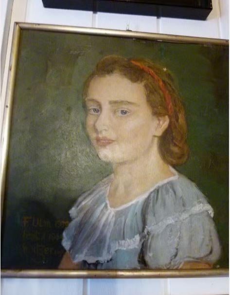 vintage portret jong meisje op karton 1939-1954, Antiek en Kunst, Ophalen