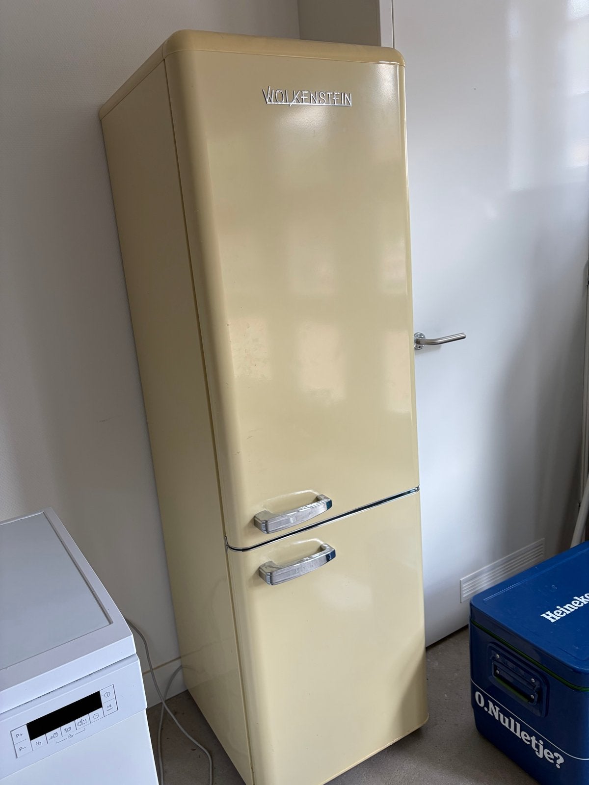 Wolkenstein Retro Koelkast met Aparte Vriezer - Crème, Witgoed en Apparatuur, Koelkasten en IJskasten, Ophalen, 200 liter of meer