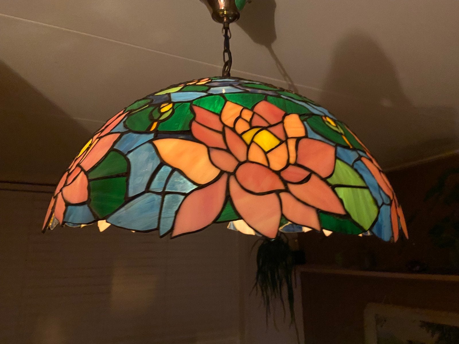 Tiffanylamp / Glas-in-lood lamp - deels defect, Ophalen