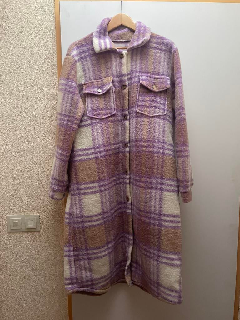 Warm lang vest paars ecru draagmaat 42-44, Ophalen of Verzenden, Zo goed als nieuw, Maat 42/44 (L), Beige