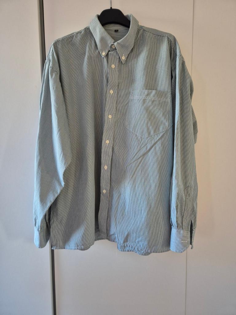 Richi overhemd groen/wit gestreept - maat XL - 100% katoen, Ophalen of Verzenden, Zo goed als nieuw, Groen, Halswijdte 43/44 (XL)