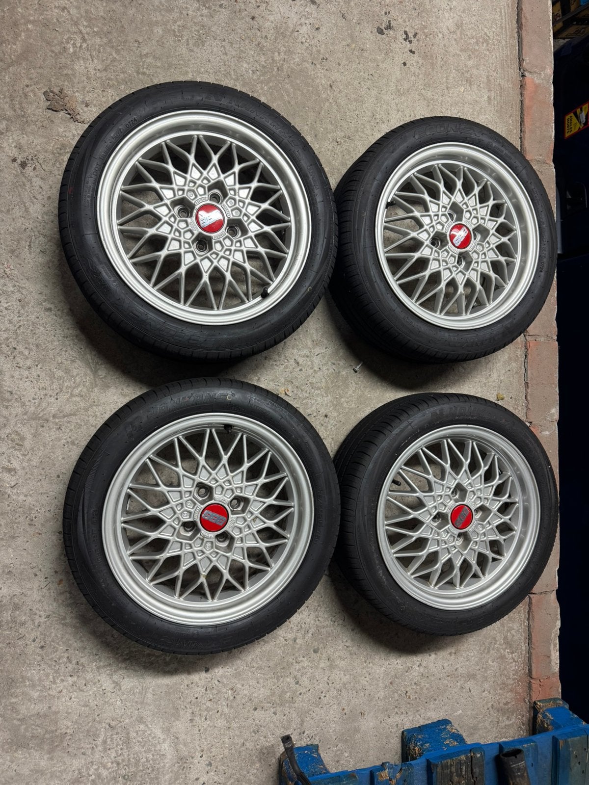 Originele BBS RA 193 velgen 15 inch 4x100 met banden golf 1, Gebruikt, 15 inch, Bbs, Bbs