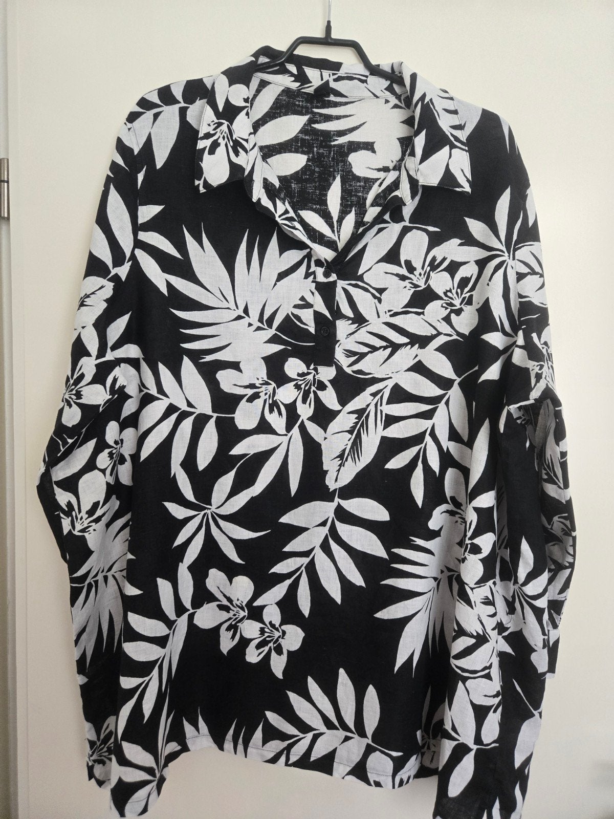 Mt 54 Yoek zwart wit tuniek linnen oto 75 heup 85 lengte 85, Kleding | Dames, Yoek, Ophalen of Verzenden, Zo goed als nieuw, Blouse of Tuniek