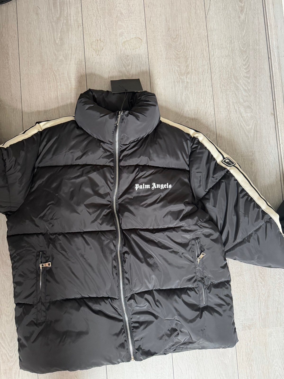 Palm Angels Puffer Jas Maat L Zwart, Ophalen of Verzenden, Zo goed als nieuw, Maat 52/54 (L), Zwart