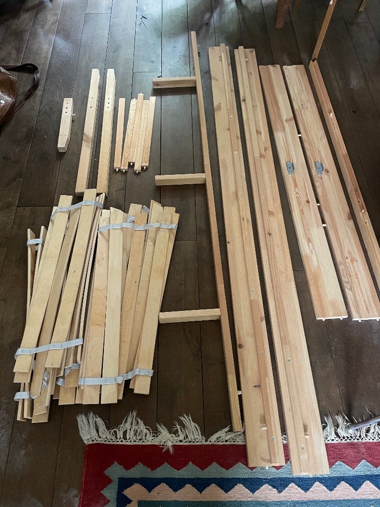 Frame eenvoudig houten Ikea-bed, Ophalen, Gebruikt, Overige kleuren, 140 cm