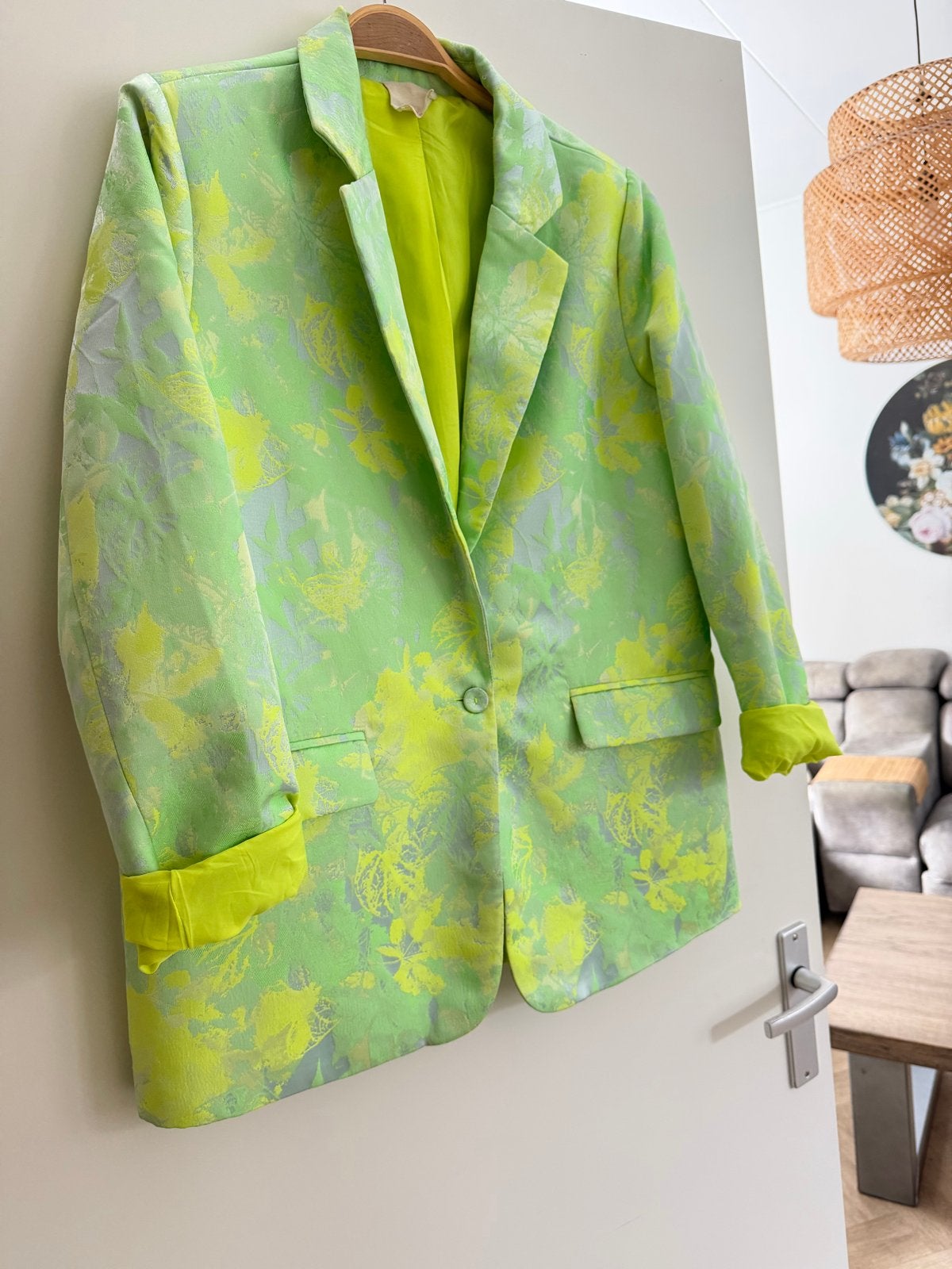 Studio Amaya Jazzy Blazer - Groen/Geel Bloemenprint, Ophalen of Verzenden, Zo goed als nieuw, Jasje, Maat 36 (S)