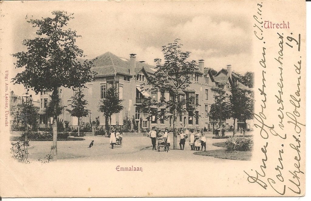Oude ansichtkaart Emmalaan Utrecht - Gelopen 1902, Ophalen of Verzenden, Voor 1920, Gelopen, Utrecht