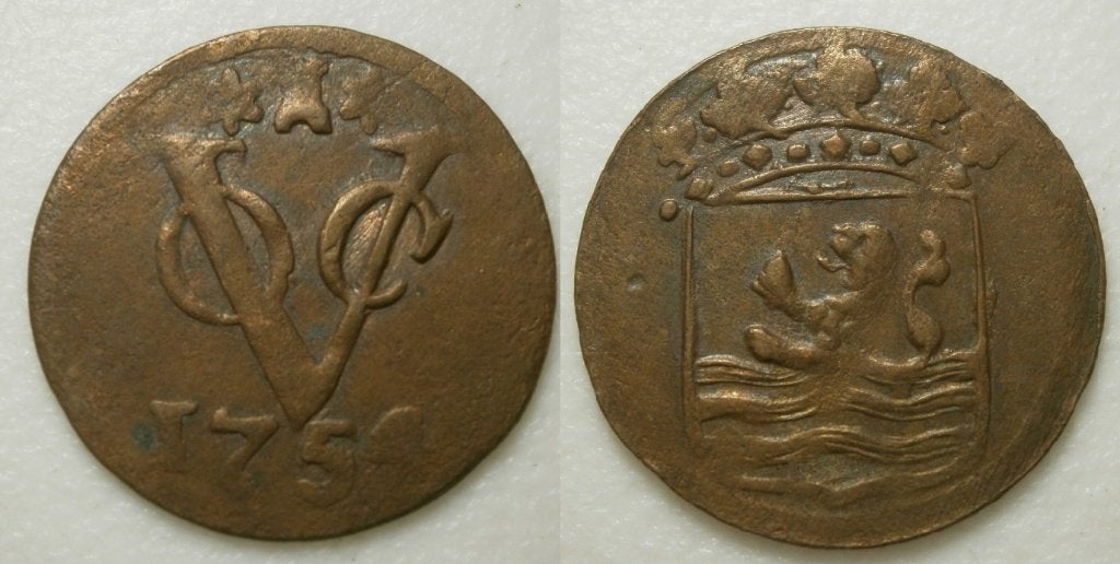 PD11404 Zeeland VOC Duit 1754, Postzegels en Munten, Munten | Nederland, Ophalen of Verzenden, Vóór koninkrijk, 1 cent, Losse munt