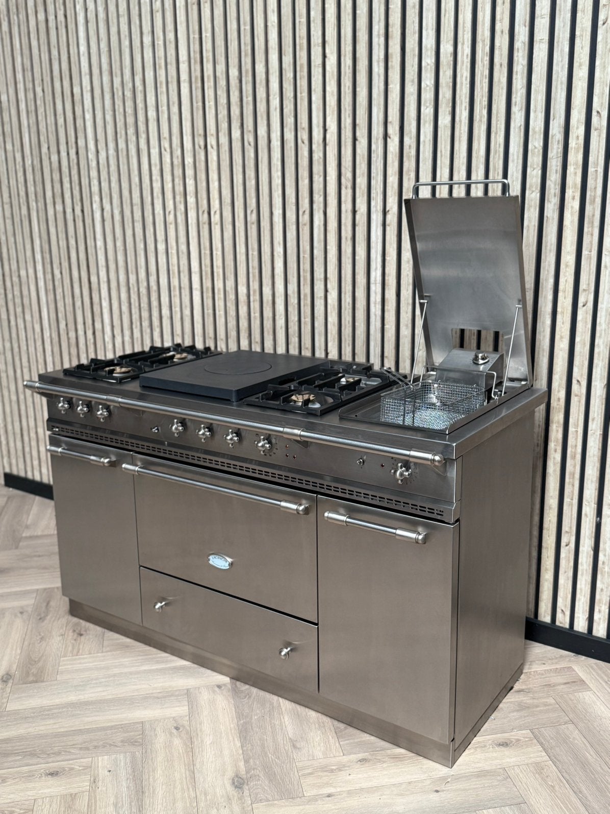 Lacanche Gas Inox 150cm + Hete Lucht + Warmhoudkast, Witgoed en Apparatuur, Fornuizen, Hete lucht, 60 cm of meer, Ophalen of Verzenden