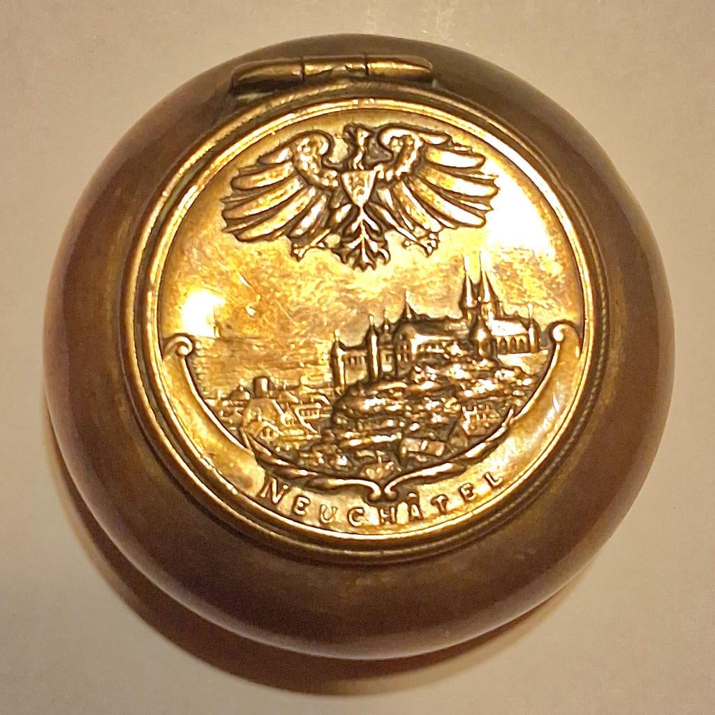 Antiek Messing Snuifdoosje ca 1830 Neuchâtel tabak doos, Ophalen of Verzenden