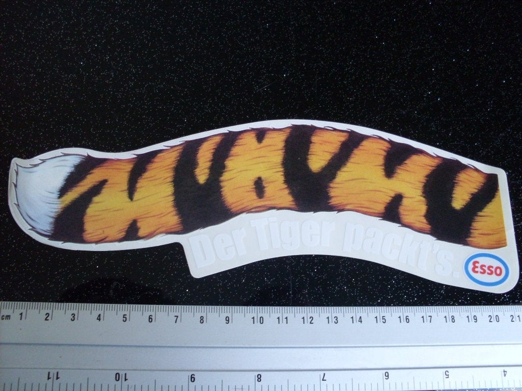 ruit sticker der Tiger packt's esso logo staart tijger, Verzenden, Zo goed als nieuw, Bedrijf of Vereniging