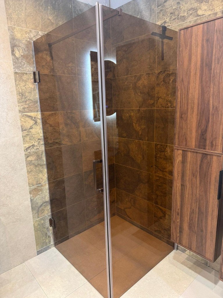 sanitair douchecabine brons glas anti kalk nieuw in doos top, Ophalen, Nieuw, Rvs, Douche