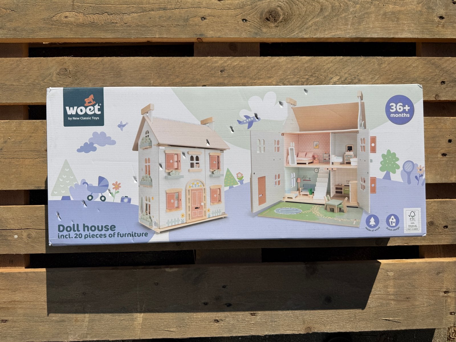 Woet Poppenhuis met 20 Meubelstukken - Nieuw in Doos, Poppenhuis, Woet, ., Nieuw