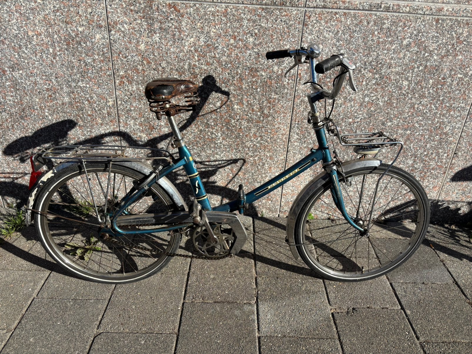 Peugeot vintage vouwfiets 26 inch, Fietsen en Brommers, 20 inch of meer, Gebruikt, Velgrem, Deels opvouwbaar