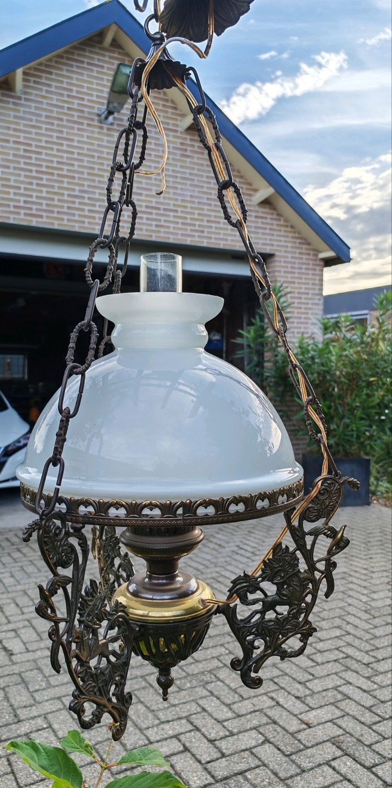 Antieke olielamp, Ophalen of Verzenden
