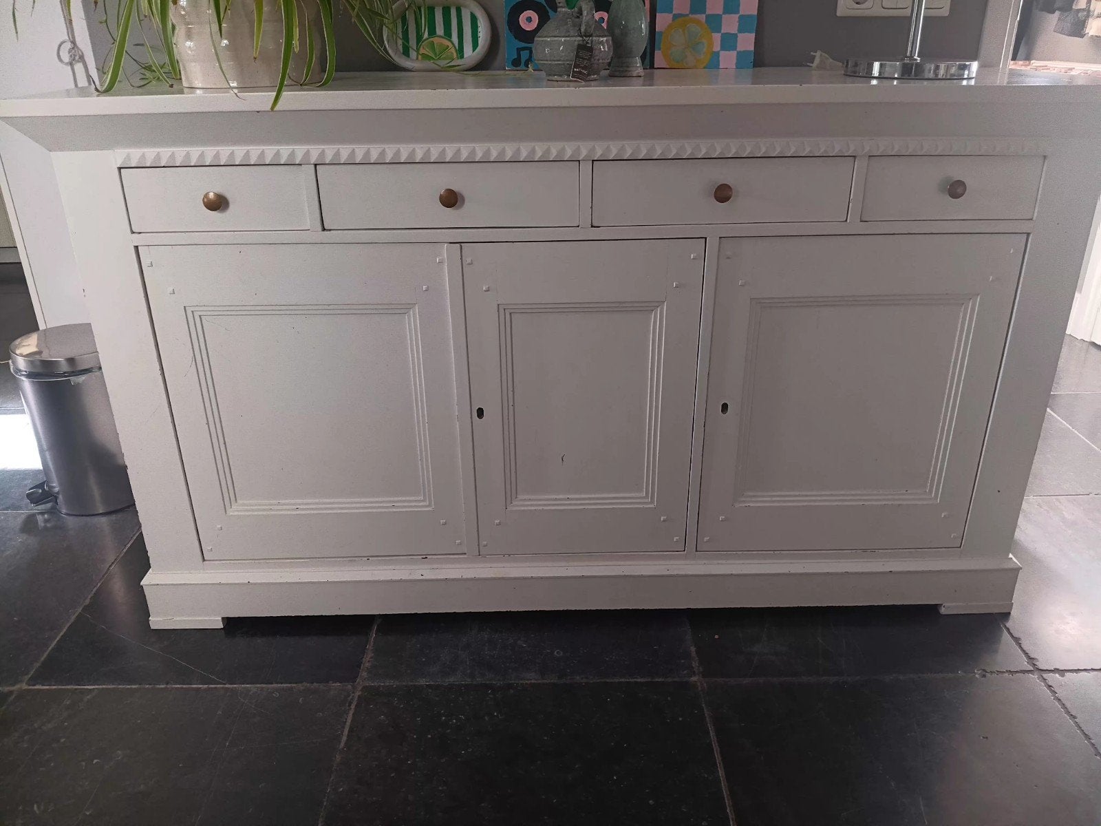 koloniaal dressoir wit, Ophalen, Gebruikt, Met lade(s), Teakhout