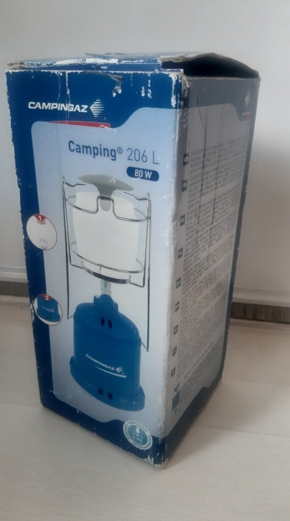 Lamp Campingaz 206L 80W incl 2x gasbommetje + 2 gloeikous, Caravans en Kamperen, Ophalen, Zo goed als nieuw