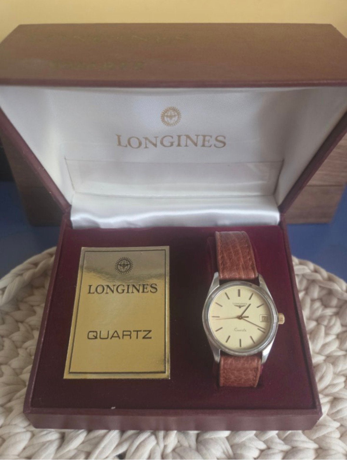 Vintage Longines quartz, Sieraden, Tassen en Uiterlijk, Overige merken, Polshorloge, Ophalen of Verzenden, Leer
