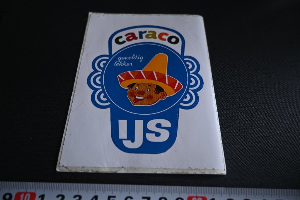 sticker CARACO IJS  geweldig lekker  MIXICAANTJE Oranje hoed, Ophalen of Verzenden, Zo goed als nieuw
