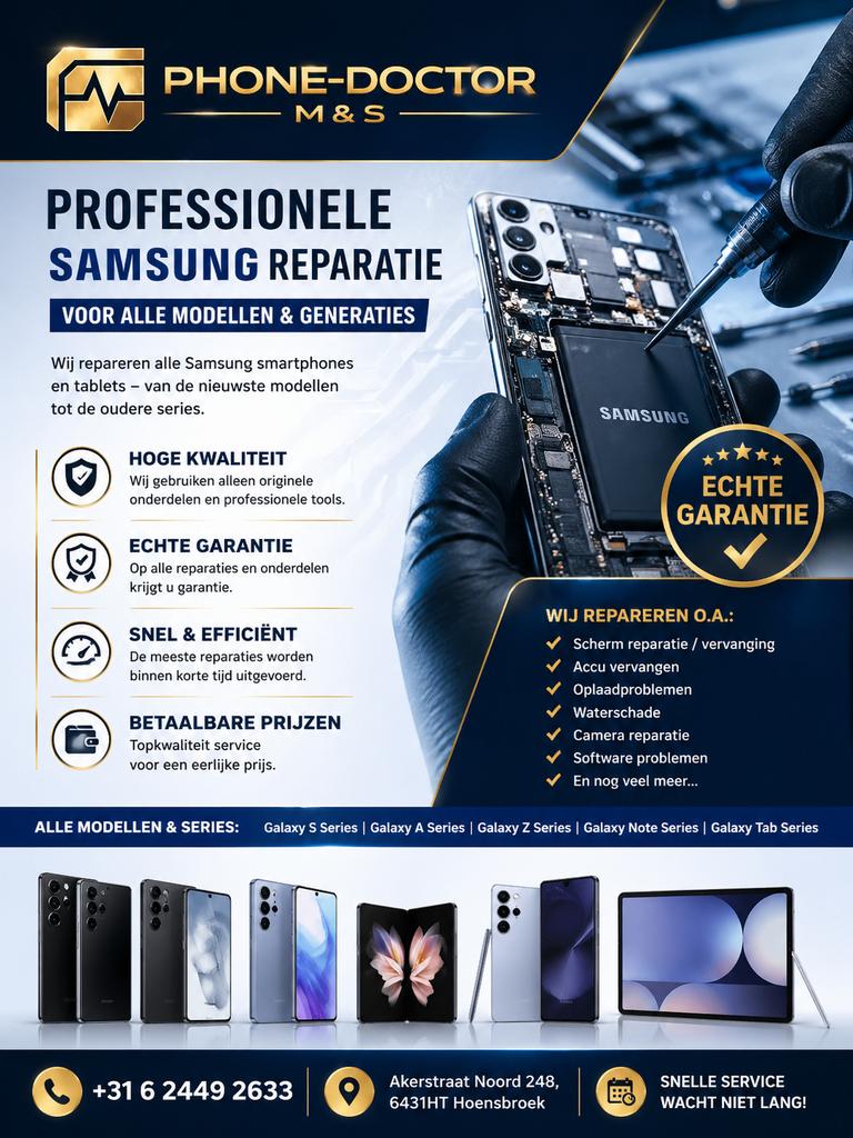 Professionele Samsung Reparatie, Ophalen of Verzenden, Zo goed als nieuw, Internet of Webdesign