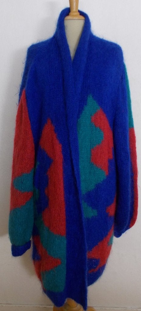 Fleurig handgemaakt zacht lang mohair vest! XL/XXL, Kleding | Dames, Verzenden, Zo goed als nieuw, Maat 46/48 (XL) of groter, Blauw