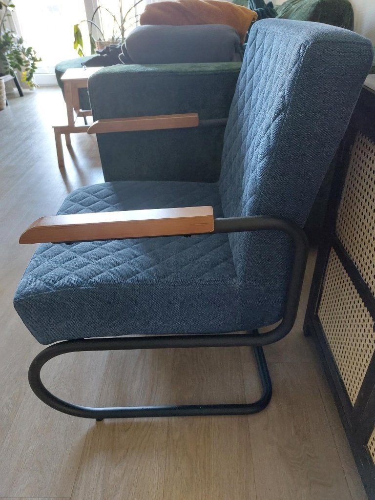 blauwe stoel /fauteuil, Ophalen, Overige materialen, Minder dan 75 cm, Zo goed als nieuw