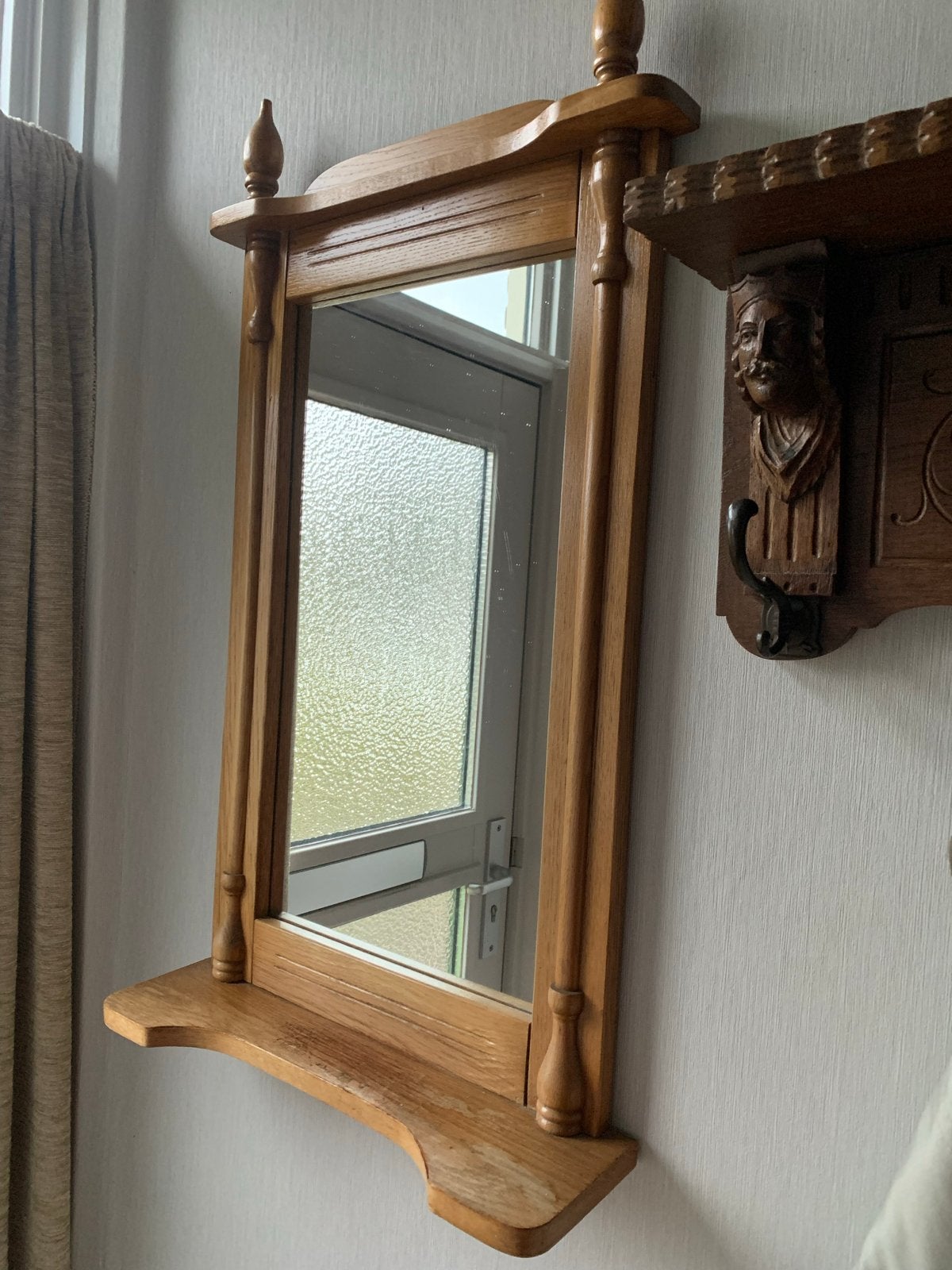 Houten spiegel met plankje - Vintage stijl, Ophalen, Rechthoekig, Minder dan 50 cm, 100 tot 150 cm