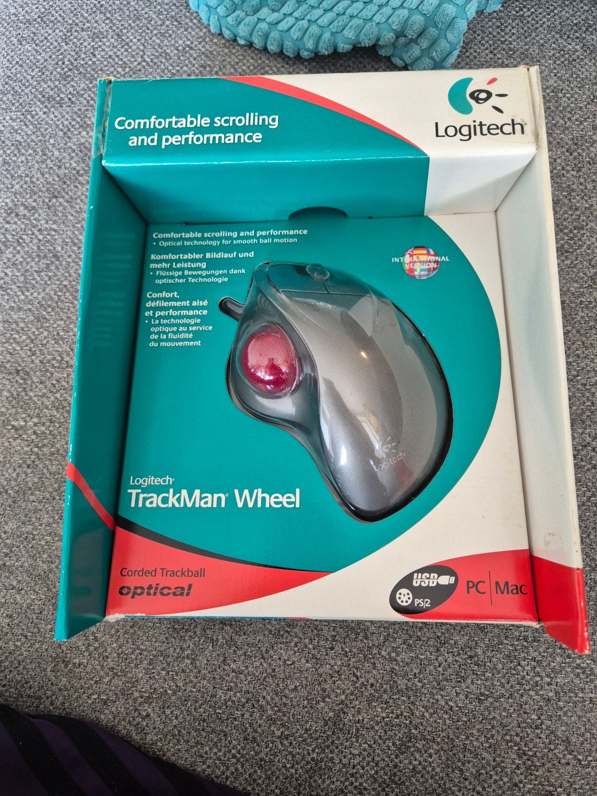 Logitech TrackMan Wheel Muis, Computers en Software, Muizen, Gebruikt, Muis, Bedraad, Ergonomisch, Ophalen of Verzenden
