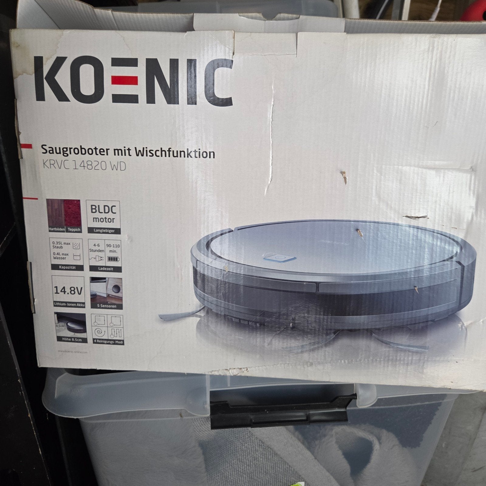 Koenic Robotstofzuiger met Dweilfunctie KRVC 14820 WD, Ophalen, Overige merken, Draadloos, Zo goed als nieuw
