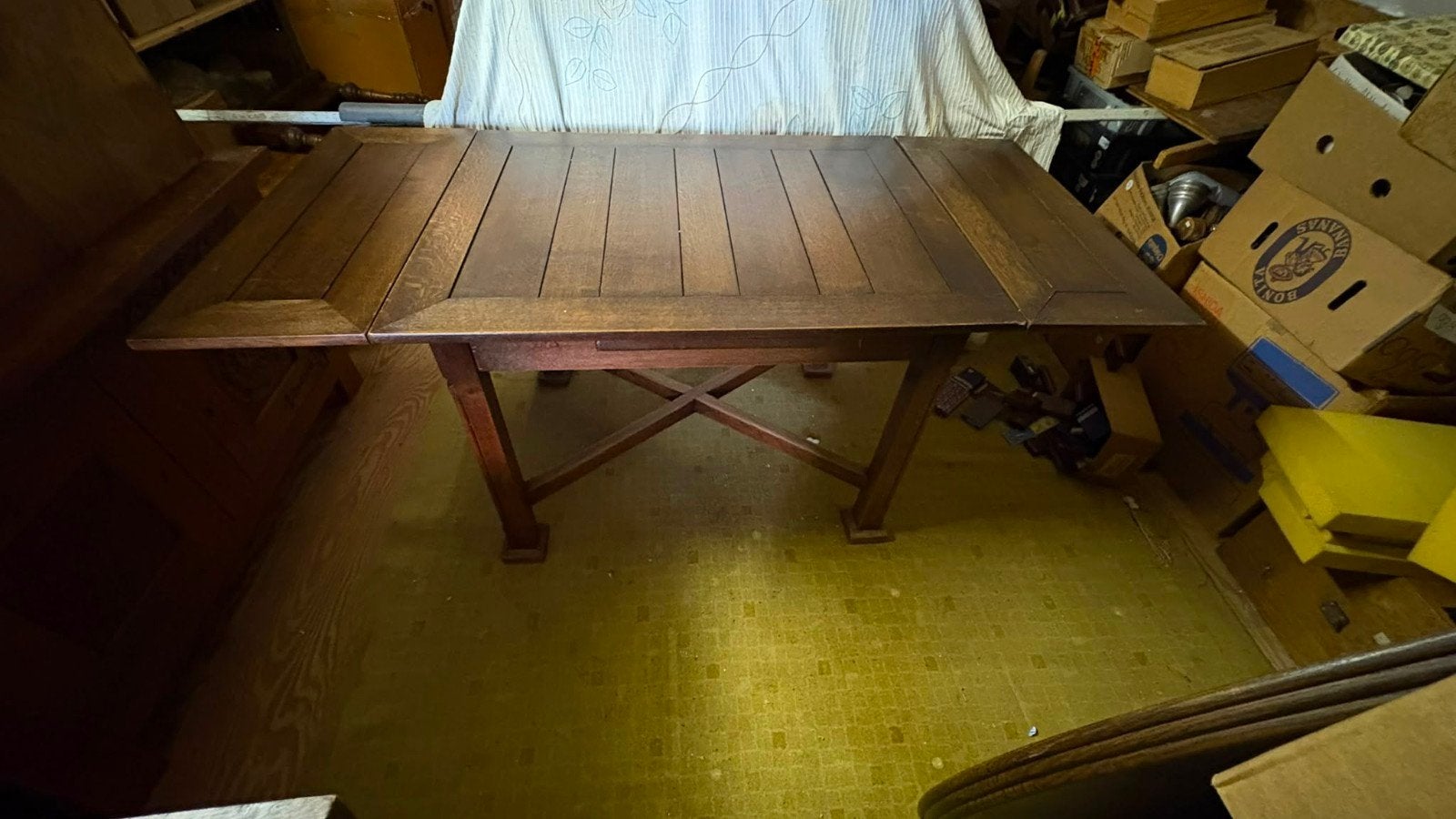 antieke uitschuifbare houten tafel, Ophalen