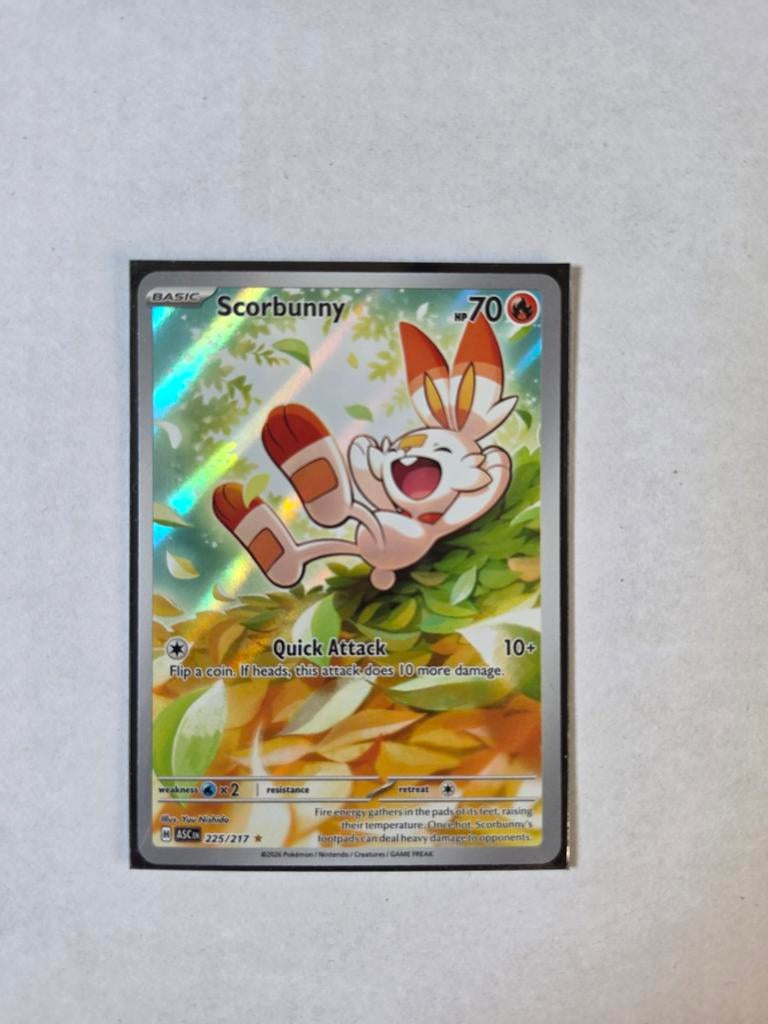 Pokémon Kaart Scorbunny 225/217 (Foil), Ophalen of Verzenden, Zo goed als nieuw, Losse kaart, Foil