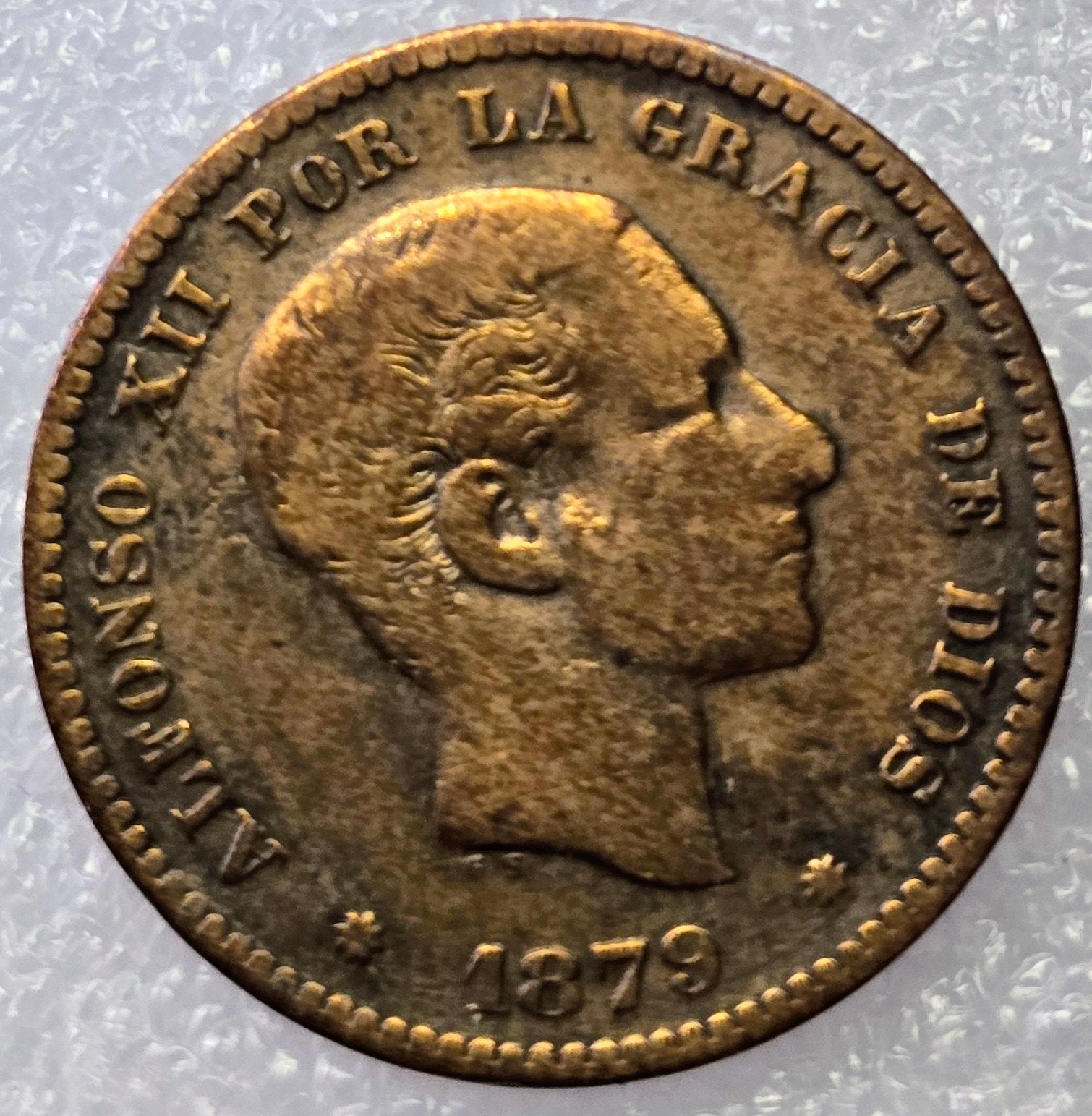 Spanje 5 Centimos 1879 Alfonso XII, Postzegels en Munten, Ophalen of Verzenden, Overige landen