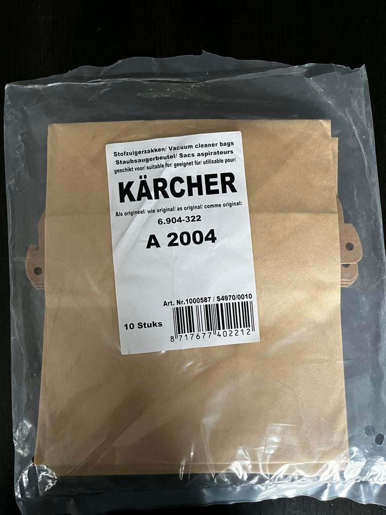 Karcher A 2004 stofzuigerzakken: papier / 4 stuks, Ophalen of Verzenden, Nieuw