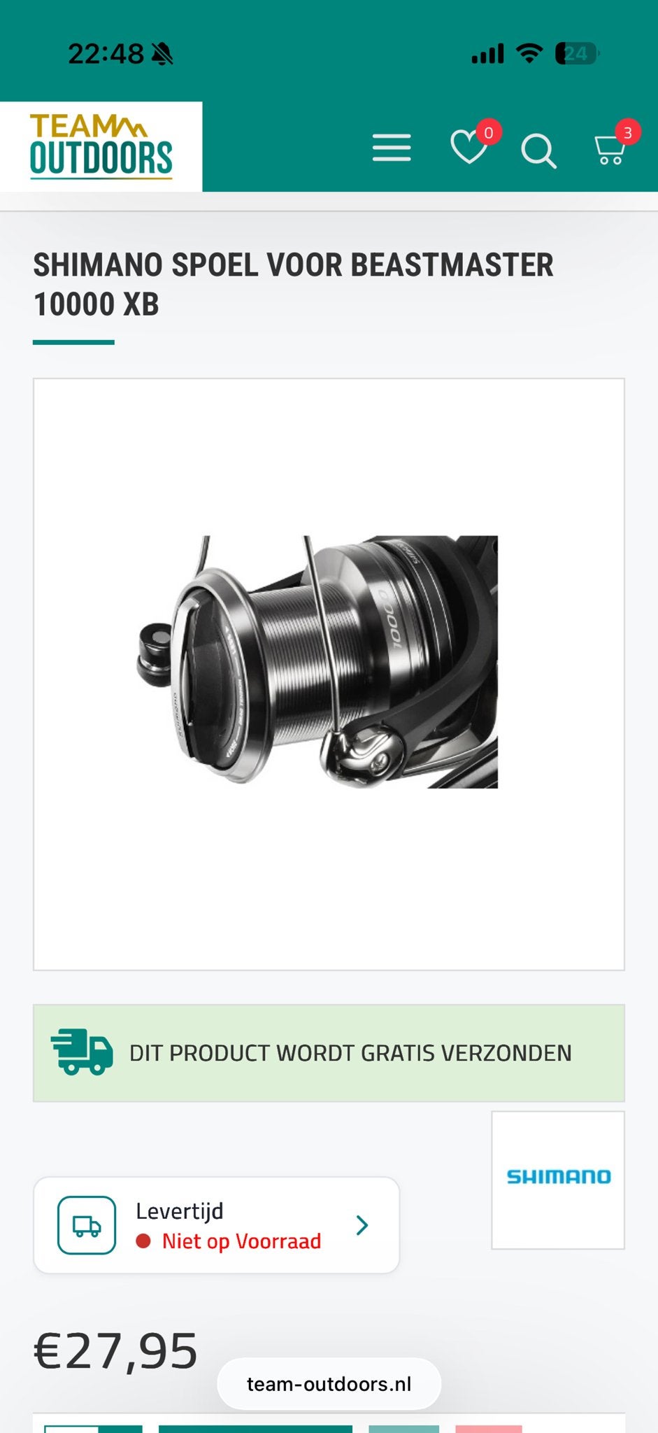 Gezocht Shimano Spoel voor Beastmaster 10000 XB, Ophalen of Verzenden, Zo goed als nieuw, Molen