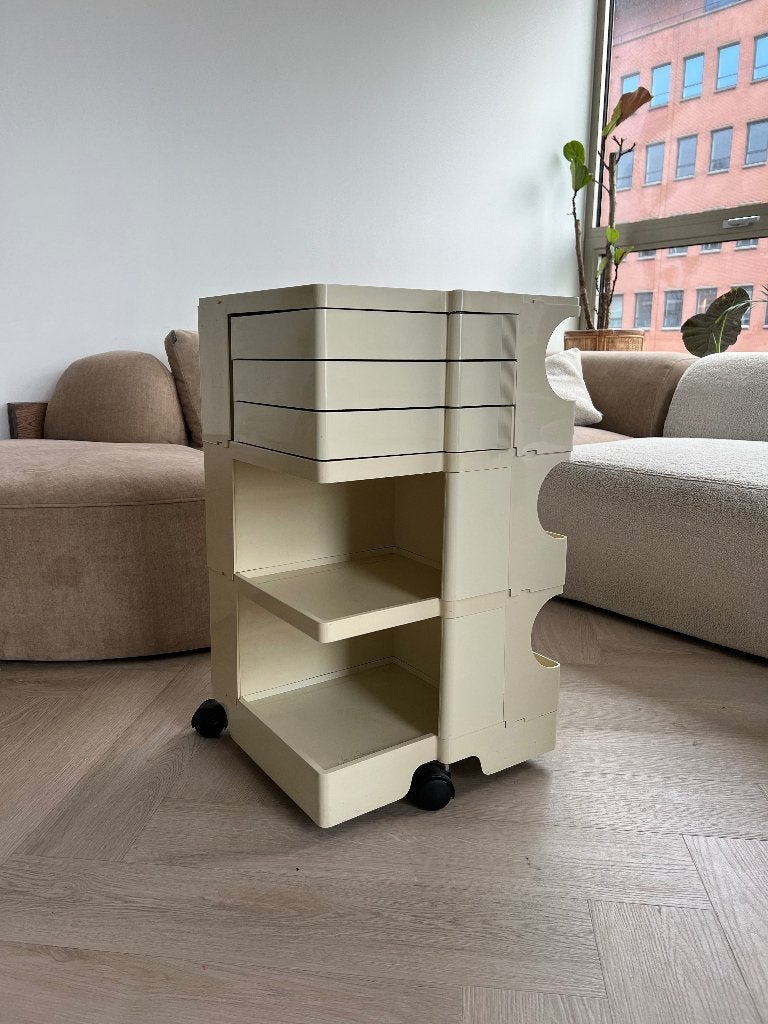 Vintage Bieffeplast Joe Colombo Boby trolley, Ophalen, 74 cm, Beige, Beweegbaar