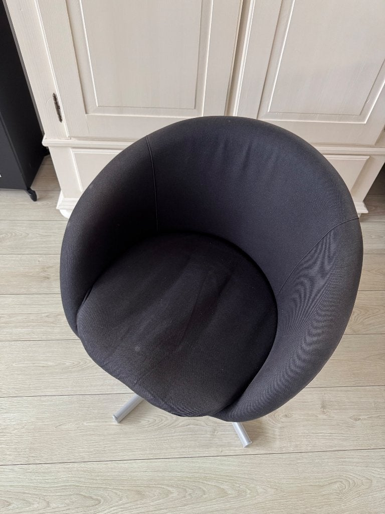 Zwarte draaibare fauteuil - Gebruikt, Huis en Inrichting, Ophalen, Gebruikt, Zwart, Metaal