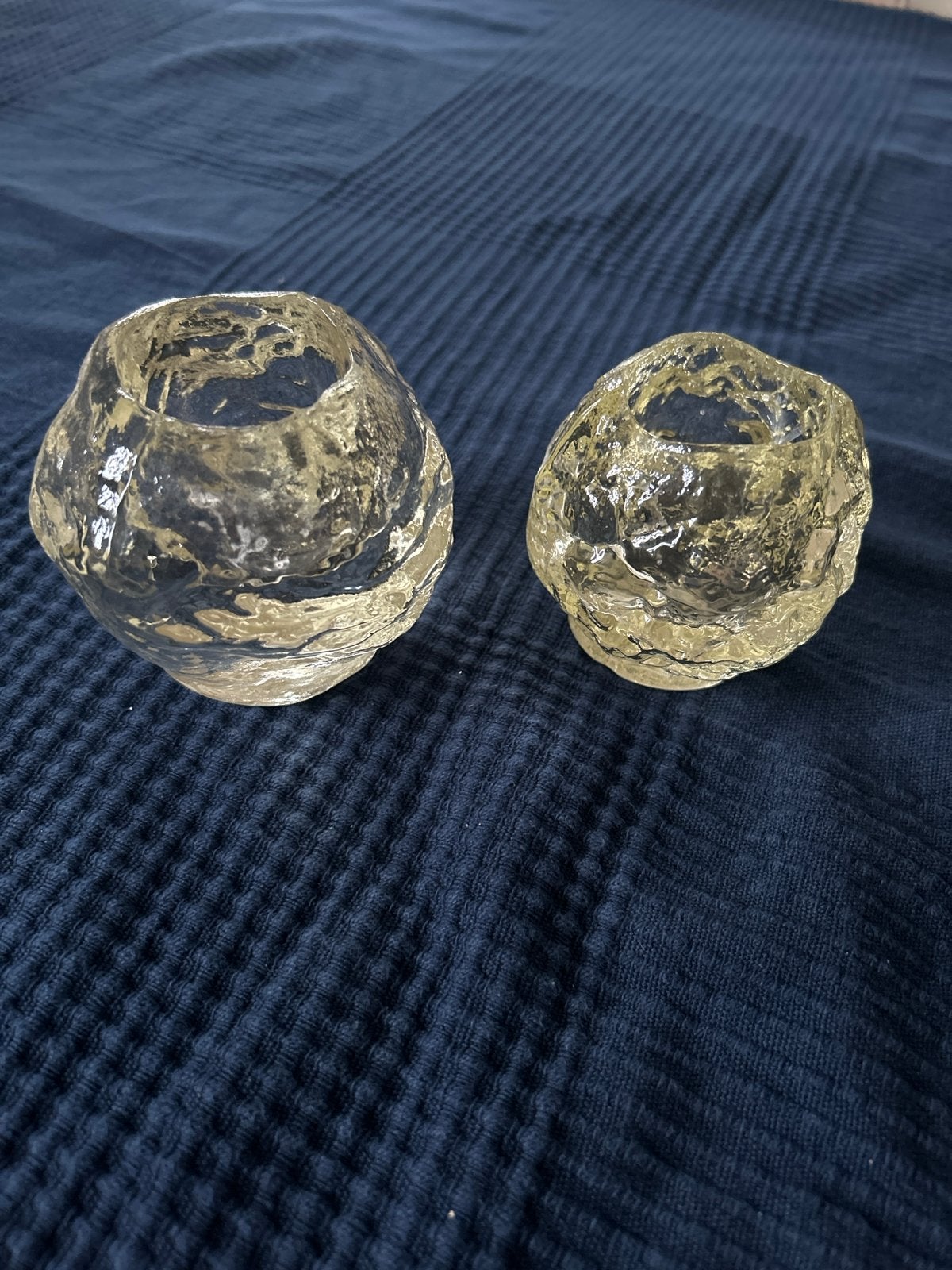 Set van 2 Snowball waxinelichthouders van Iittala, Gebruikt, Kosta Boda, Waxinelichthouder, Ophalen of Verzenden