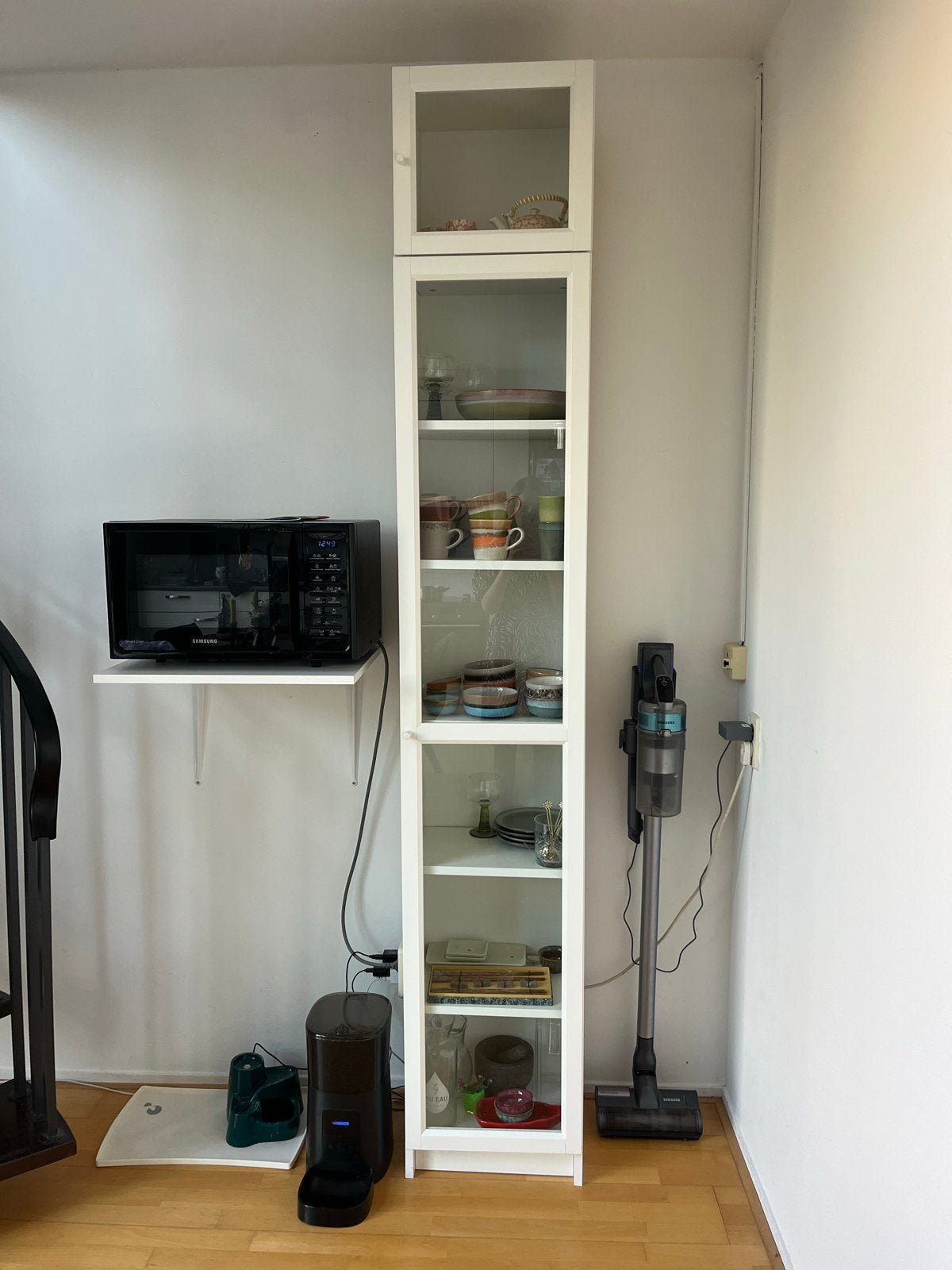 IKEA BILLY / OXBERG vitrinekast wit met opzetstuk, Ophalen, Minder dan 50 cm, Gebruikt, 200 cm of meer