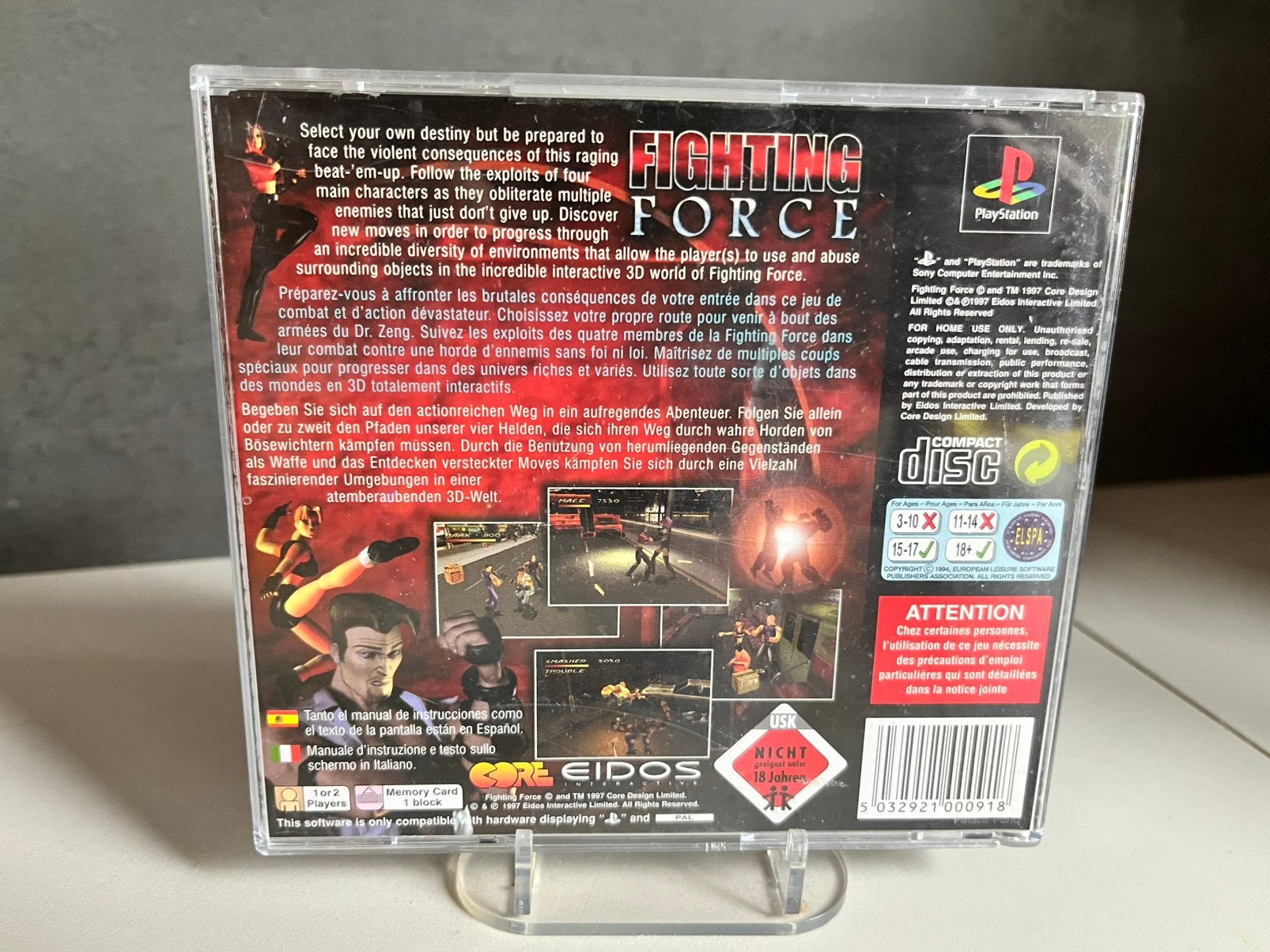 Fighting Force PlayStation 1 PS1 - Goede staat, compleet, Spelcomputers en Games, Games | Sony PlayStation 1, S, Vechten, P, 2 spelers