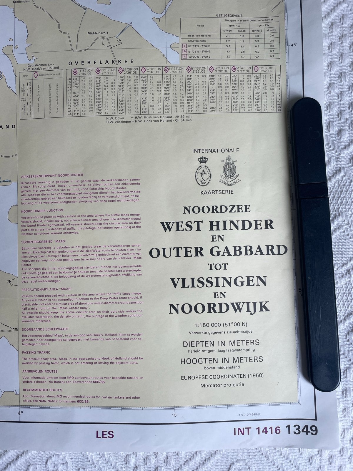 Zeekaart Noordzee west hinder tot Vlissingen en Noordwijk, Ophalen of Verzenden, 1800 tot 2000, Nederland, Landkaart