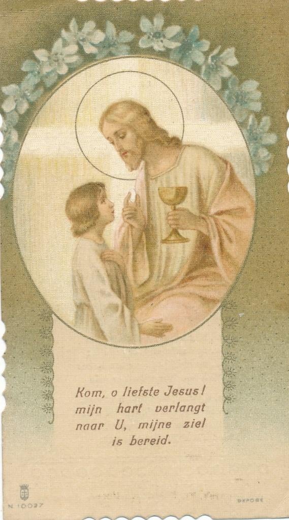 Oud communieprentje uit 1922, Ophalen of Verzenden, Zo goed als nieuw, Kaart of Prent, Christendom | Katholiek
