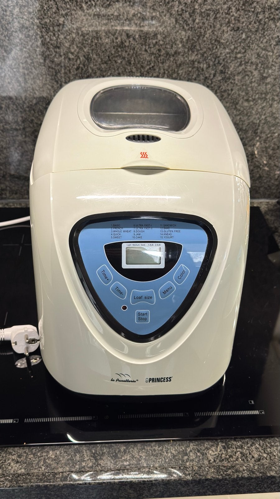 Princess Broodbakmachine La Panetteria, Witgoed en Apparatuur, Broodbakmachines, Gebruikt, Met timer, 800 tot 1200 gram deeg, Kijkvenster