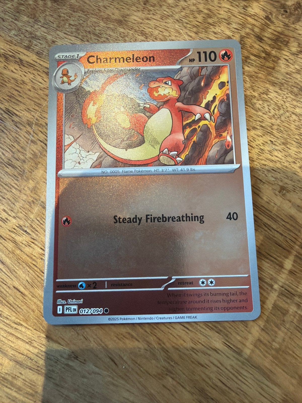 Pokémon Kaart Charmeleon 012/094 PFL EN, Ophalen of Verzenden, Zo goed als nieuw, Losse kaart, Foil