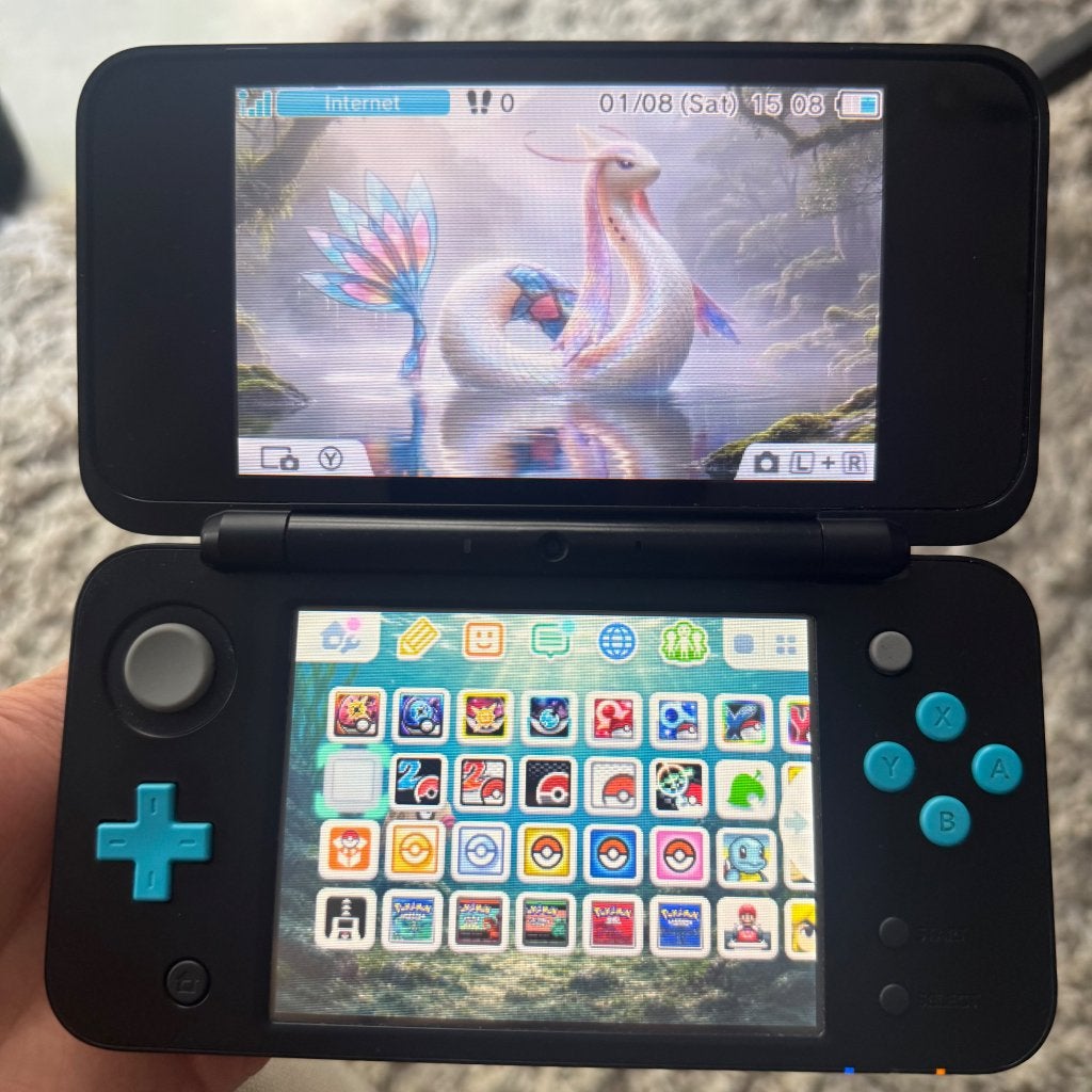 New Nintendo 2DS XL 64 GB All Pokemon Games + Meer, Gebruikt, Blauw, 2DS XL, Ophalen of Verzenden