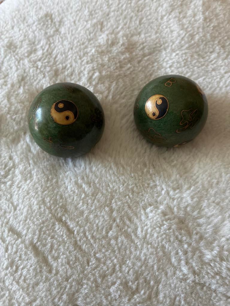 Set van 2 Chinese Baoding ballen met Yin Yang symbool, Ophalen of Verzenden