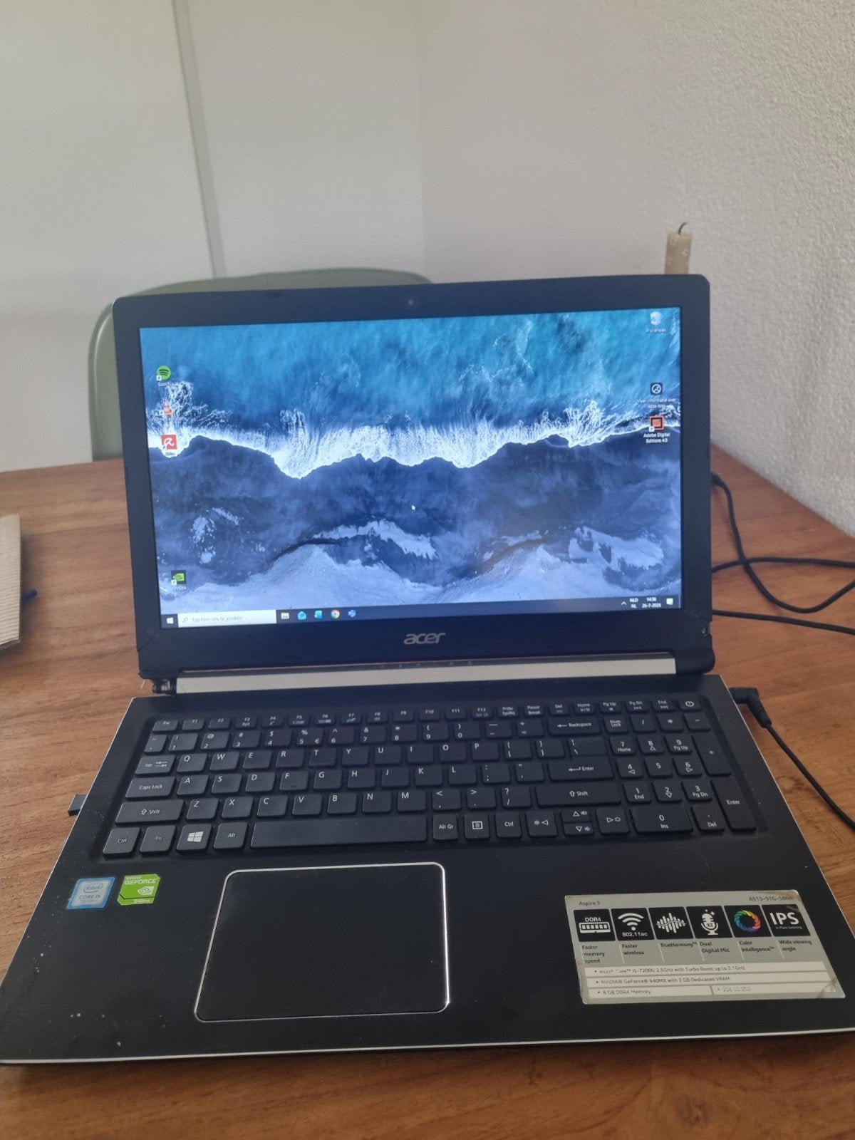 Acer Aspire 5 (15.6 inch) met schermprobleem, Gebruikt, Met videokaart, 2 tot 3 Ghz, 8 GB