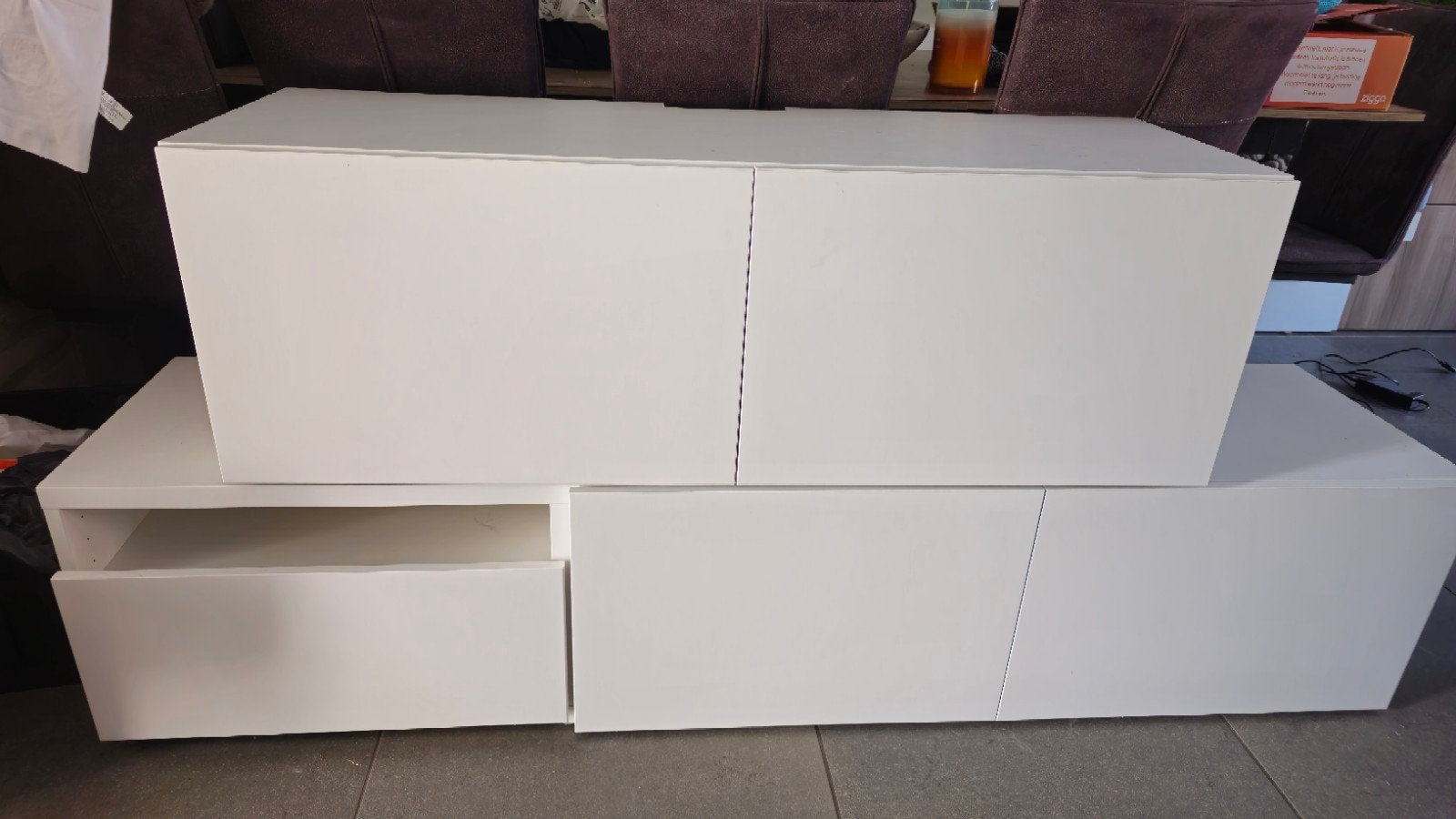 2x IKEA Besta wit tv meubel - 180x38x42 en 120x38x42, Huis en Inrichting, Kasten | Televisiemeubels, Ophalen, Gebruikt, 150 tot 200 cm